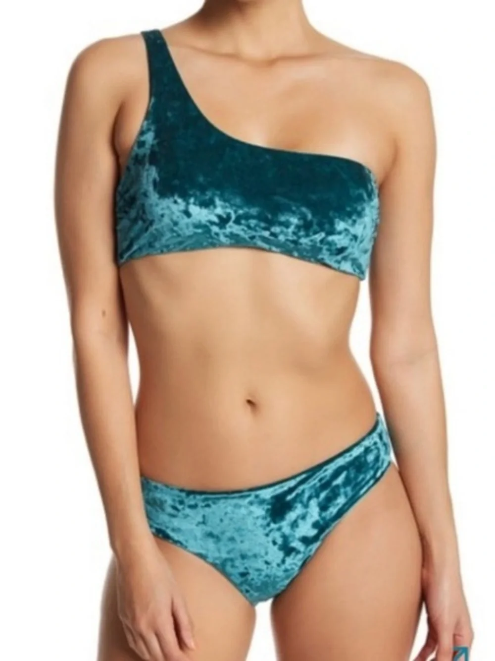 NWT Red Carter Teal One-Shoulder Velvet Bikini‎ Bottom Sz S (TXABIN)